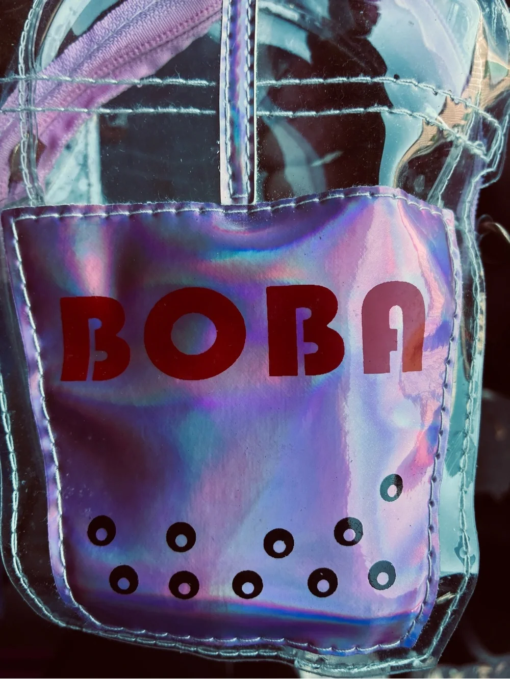 BOBA Iridescent Pink Clear Crossbody Bag by